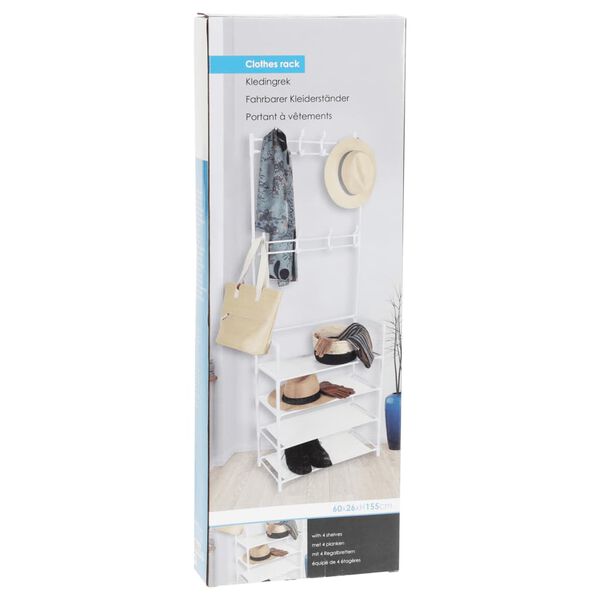 Storage solutions Kleiderst&auml;nder mit 4 Ablagen 60x26x155 cm Wei&szlig;