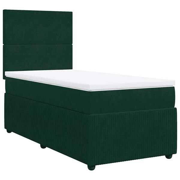 vidaXL Boxspringbett mit Matratze Dunkelgr&uuml;n 90x190 cm Samt