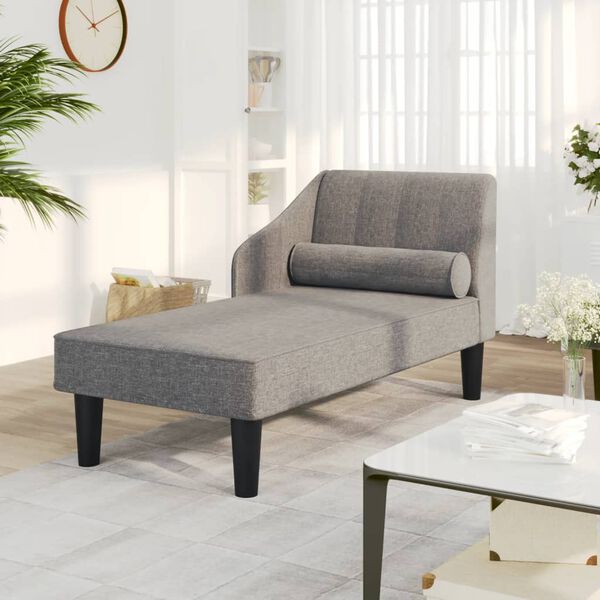 vidaXL Chaiselongue mit Nackenrolle Hellgrau Stoff