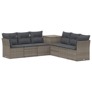 vidaXL Sofa Set 7 stk. Grau und Dunkelgrau Polyrattan und Stahl