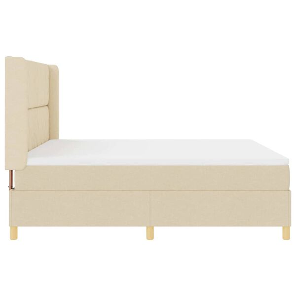 vidaXL Boxspringbett mit Matratze Creme 180 x 200 cm Stoff
