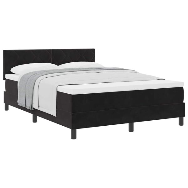 vidaXL Boxspringbett mit Matratze Schwarz 140 x 190 cm Samt