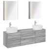 vidaXL Badezimmerm&ouml;bel-Set 5 Stk. Grau Sonoma Ingenieurholz und Glas