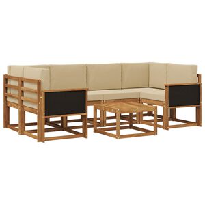 vidaXL Outdoor-Sofagarnitur mit Kissen 5 pcs Natur