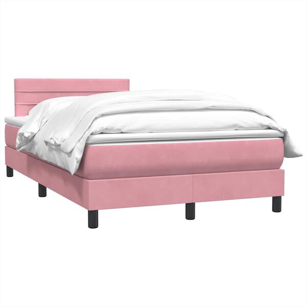 vidaXL Boxspringbett mit Matratze Rosa 120x220 cm Samt