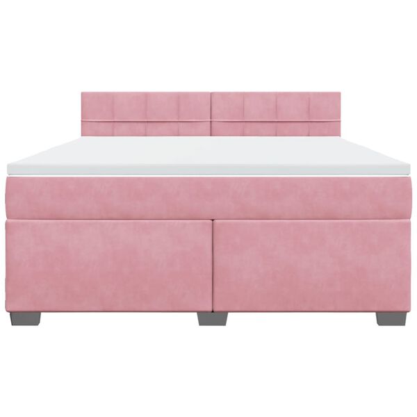 vidaXL Boxspringbett mit Matratze Rosa 180x200 cm Samt