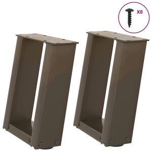 vidaXL Couchtischbeine U-Form 2 Stk. Naturstahl 30x(30-31) cm Stahl