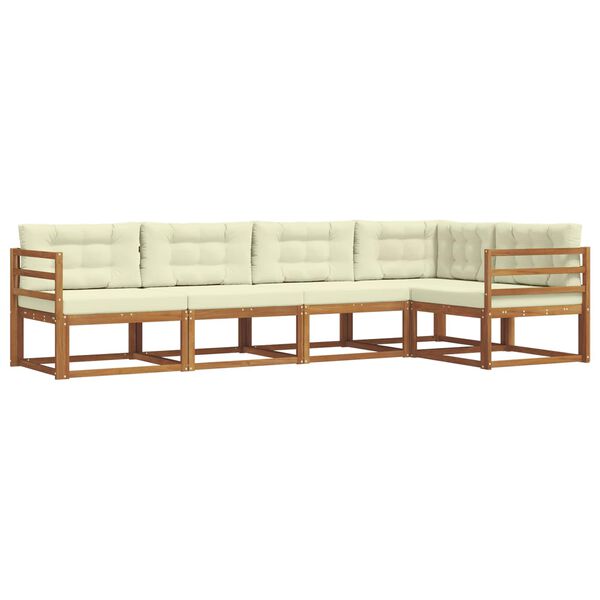 vidaXL Outdoor-Sofagarnitur mit Kissen 5 pcs Natur und Creme