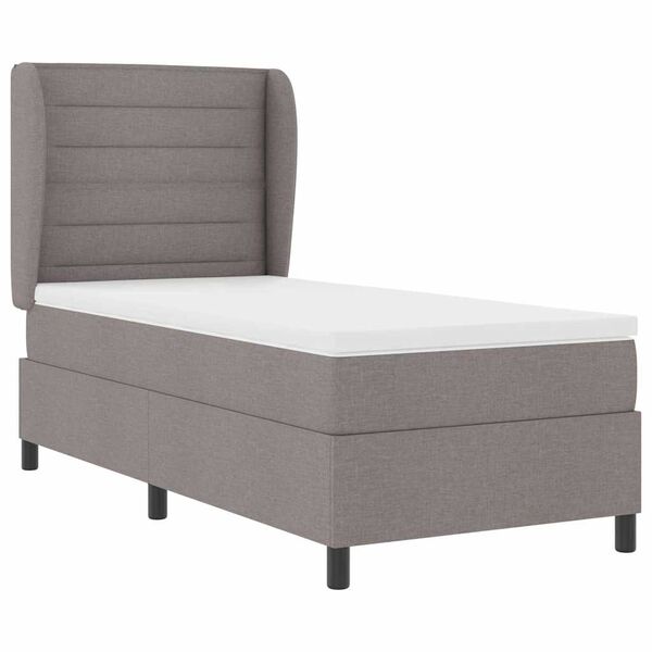 vidaXL Boxspringbett mit Matratze mit Kopfteil Taupe 80 x 200 cm Stoff