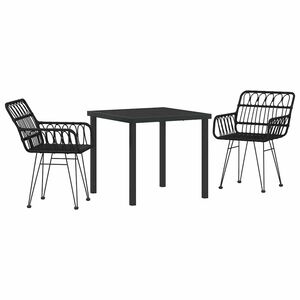 vidaXL Garten Essgruppe 3 pcs Schwarz Pulverbeschichteter Stahl