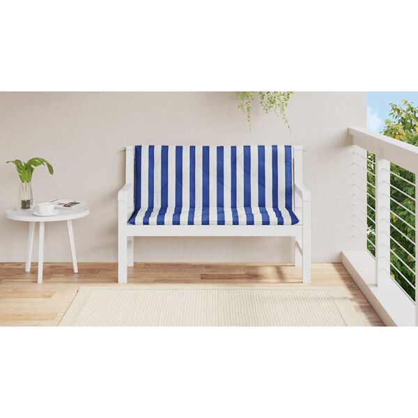 vidaXL Gartenbank-Auflagen 2 Stk. Blau&Weiß Gestreift 120x50x7cm Stoff
