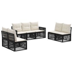 vidaXL Gartensofa-set 7 stk. Schwarz und Cremewei&szlig; Poly-Rattan