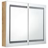vidaXL LED-Spiegelschrank fürs Bad Weiß und Eichen-Optik 80x12x68 cm