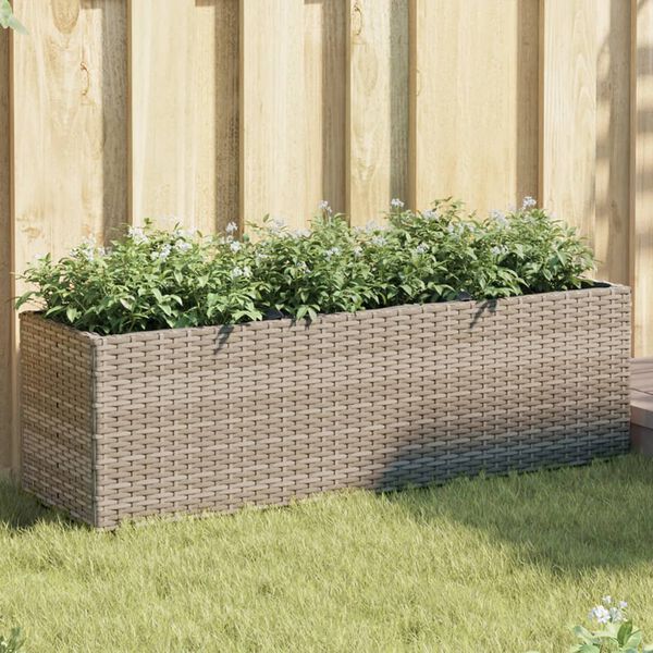 vidaXL Pflanzk&uuml;bel mit 3 T&ouml;pfen 2 Stk. Grau 105x30x32 cm Poly Rattan