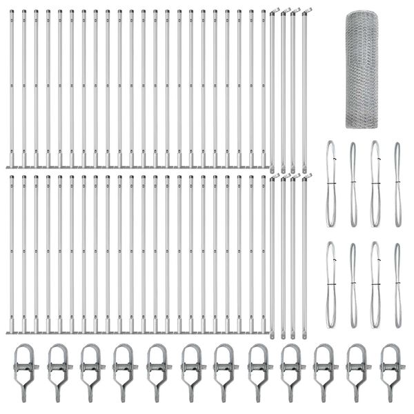 vidaXL Zaun mit Pfosten Silber 0,6 x 100 m PVC-beschichteter Stahl