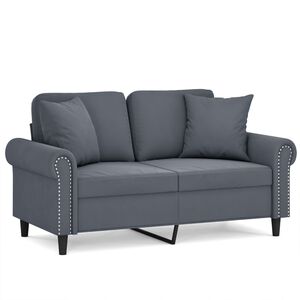 vidaXL 2-Sitzer-Sofa mit Zierkissen Dunkelgrau 120 cm Samt