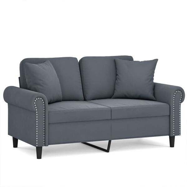 vidaXL 2-Sitzer-Sofa mit Zierkissen Dunkelgrau 120 cm Samt