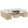 vidaXL 10-tlg. Garten-Sofagarnitur mit Kissen Beige Poly Rattan