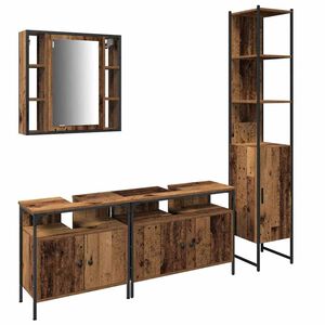 vidaXL Badezimmerm&ouml;bel-Set 4 stk. Altholz 33 x 33 x 185,5 cm
