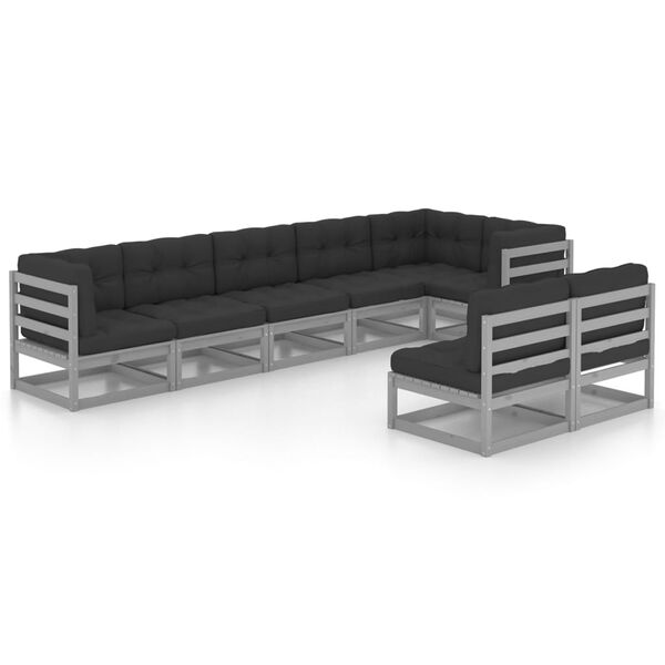 vidaXL 8-tlg. Garten-Lounge-Set mit Kissen Massivholz Kiefer