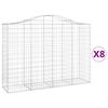 vidaXL Gabionen mit Hochbogen 8 Stk. 200x50x140/160cm Verzinktes Eisen