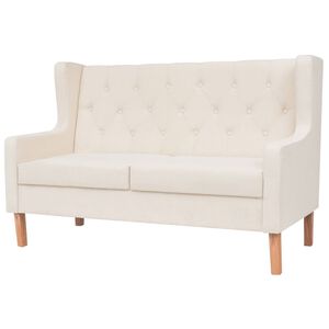 vidaXL 2-Sitzer Sofa Stoff Cremewei&szlig;