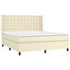 vidaXL Boxspringbett mit Matratze & LED Creme 180x200 cm Kunstleder