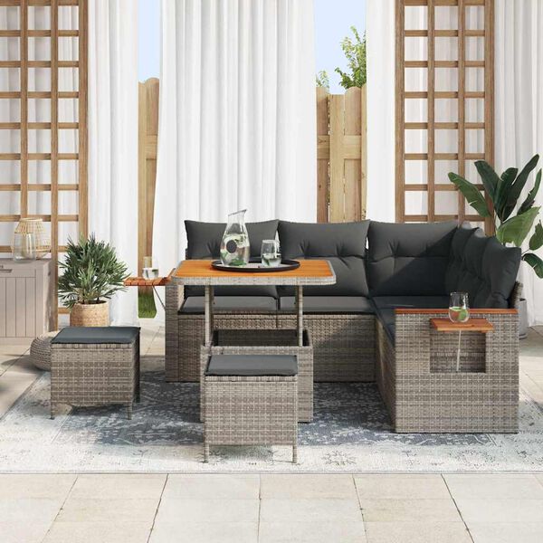 vidaXL Gartensofa-set mit Kissen 8 pcs Grau
