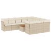 vidaXL 11-tlg. Garten-Sofagarnitur mit Kissen Beige Poly Rattan