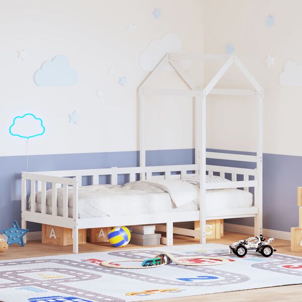 vidaXL Tagesbett mit Dach Weiß 90x200 cm Massivholz Kiefer