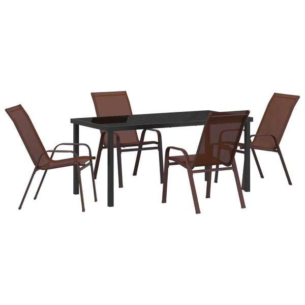 vidaXL Garten Essgruppe 5 pcs Braun und Schwarz
