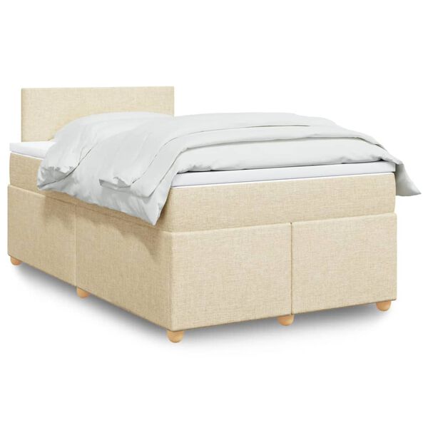 vidaXL Boxspringbett mit Matratze Creme 120x190 cm Stoff