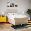 vidaXL Boxspringbett mit Matratze Creme 140x200 cm Stoff