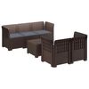 vidaXL 5-Sitzer Gartensofa mit Kissen Rattan-Look PP Braun