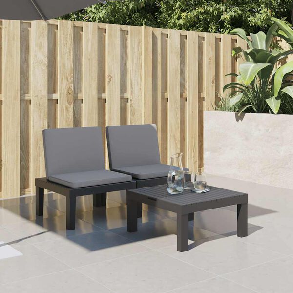 vidaXL Sonnenliege mit Kissen Anthrazit PP