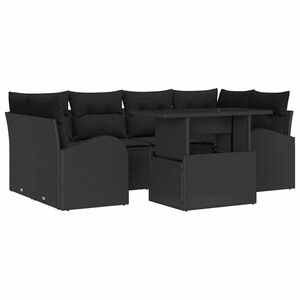 vidaXL Gartensofa-set mit Kissen 7 pcs Schwarz Poly Rattan