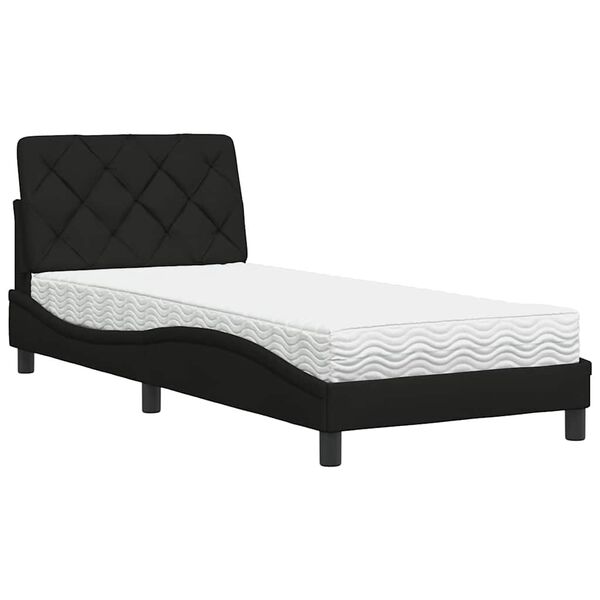 vidaXL Bett mit Matratze Schwarz 90x200 cm Stoff