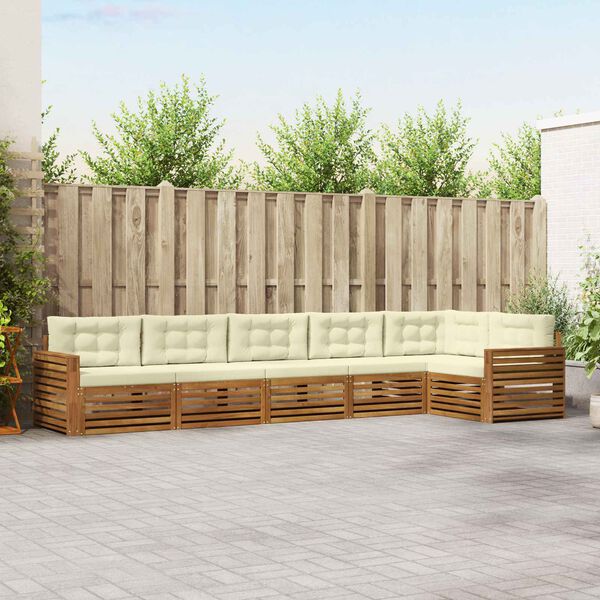 vidaXL Outdoor-Sofagarnitur mit Kissen 6 pcs Natur und Creme