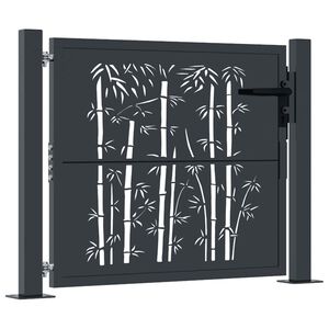 vidaXL Gartentor Anthrazit 100x75 cm Stahl Bambus-Design