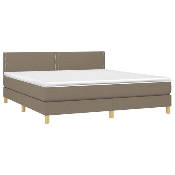 vidaXL Boxspringbett mit Matratze Taupe 180x200 cm Stoff
