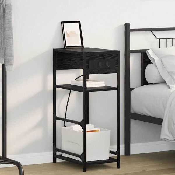 vidaXL Nachttisch Schwarz Eichen-Optik 40 x 27 x 76 cm Holzwerkstoff