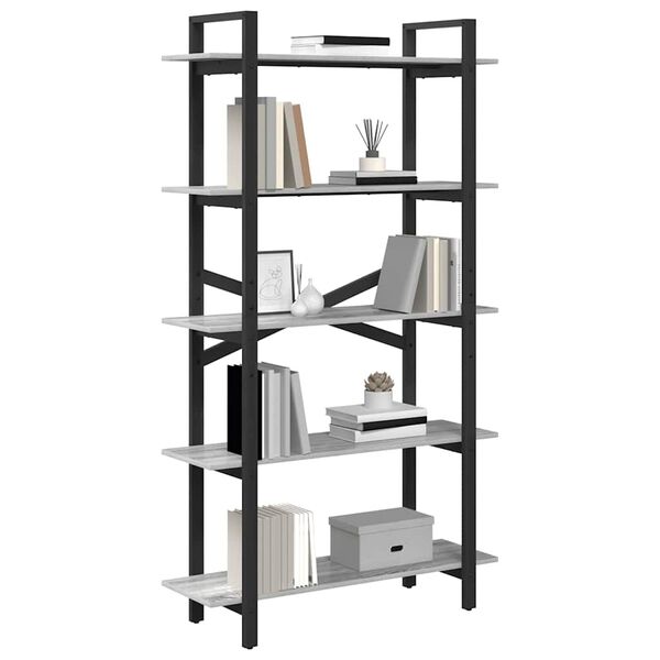 vidaXL B&uuml;cherregal Graues Sonoma 100 x 33,5 x 178 cm Holzwerkstoff