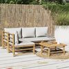 vidaXL 5-tlg. Garten-Lounge-Set mit Hellgrauen Kissen Bambus