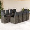 vidaXL 11-tlg. Garten-Bistro-Set mit Kissen Grau Poly Rattan