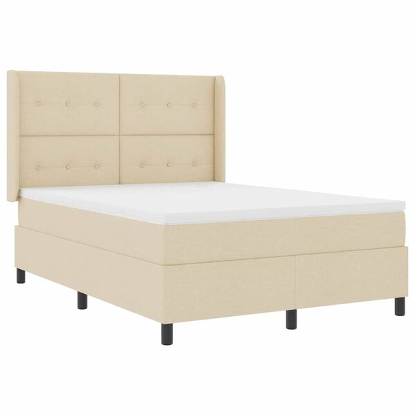 vidaXL Boxspringbett mit Matratze Creme 200 x 160 cm Stoff