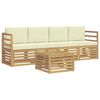 vidaXL Outdoor-Sofagarnitur mit Kissen 5 pcs Wei&szlig; und Creme Polyester