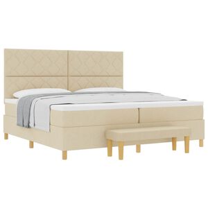 vidaXL Boxspringbett mit Matratze Creme 200 x 200 cm Stoff