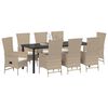 vidaXL Garten Essgruppe mit Kissen 9 pcs Beige Poly-Rattan
