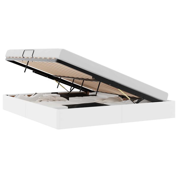 vidaXL Aufbewahrungsbett mit Matratze Reinwei&szlig; 160 x 200 cm Kunstleder