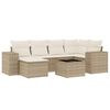 vidaXL 7-tlg. Garten-Sofagarnitur mit Kissen Beige Poly Rattan